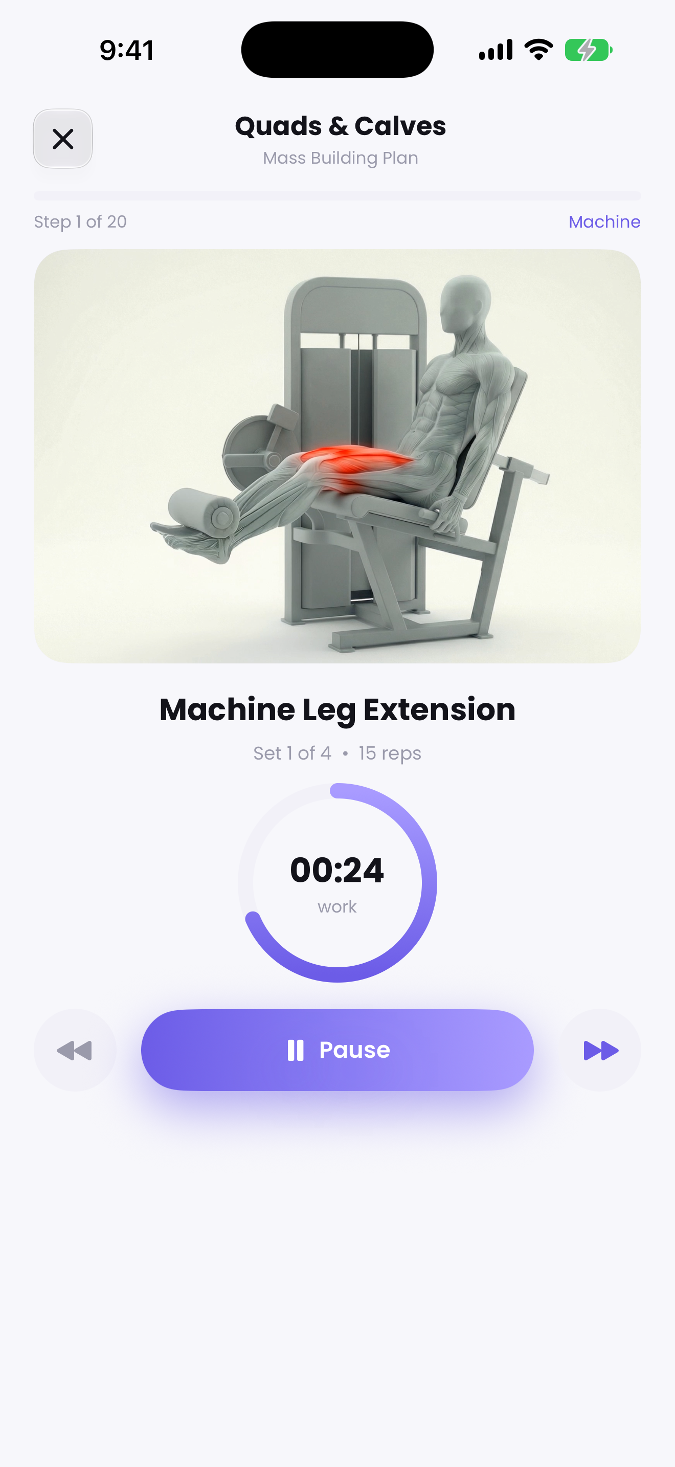 Guided workout with form video
